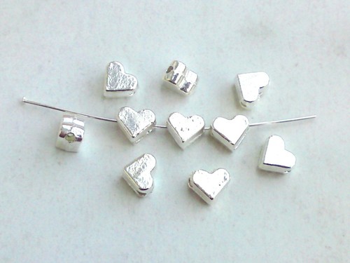 20x metall perlen herz - herz, 6mm