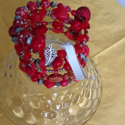 Armband perlen rot - perlen, rund