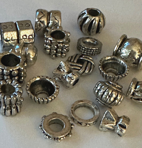Metallperlen antik silber mix - silber,