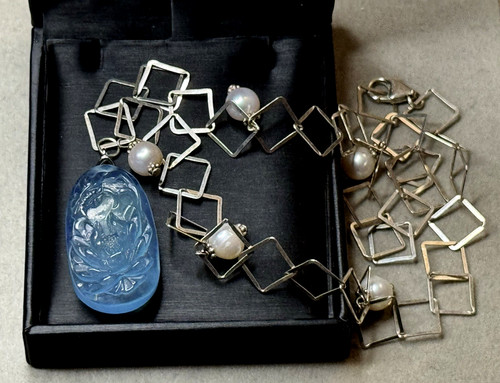 Kette anhänger aquamarin mit - kette,