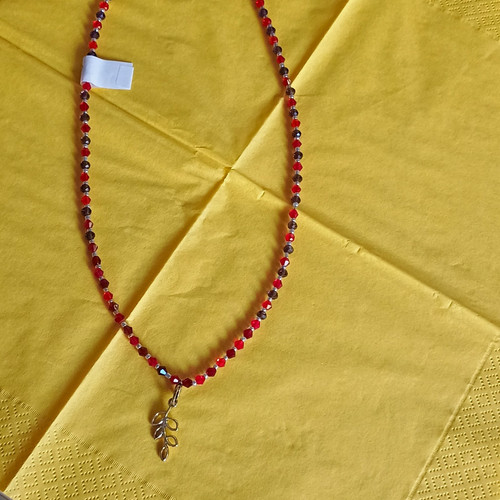 Halskette rote glas - rote, mit