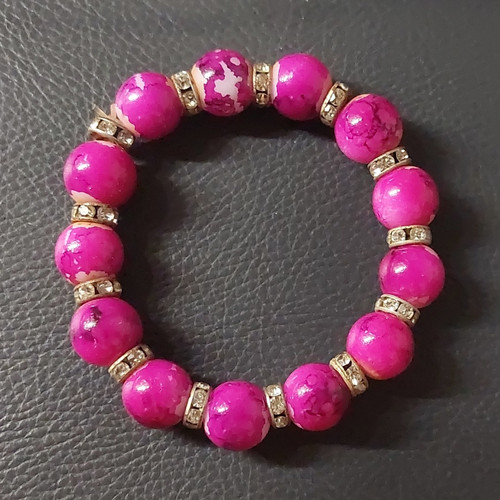 Dehnbares perlenarmband pink - dehnbares,